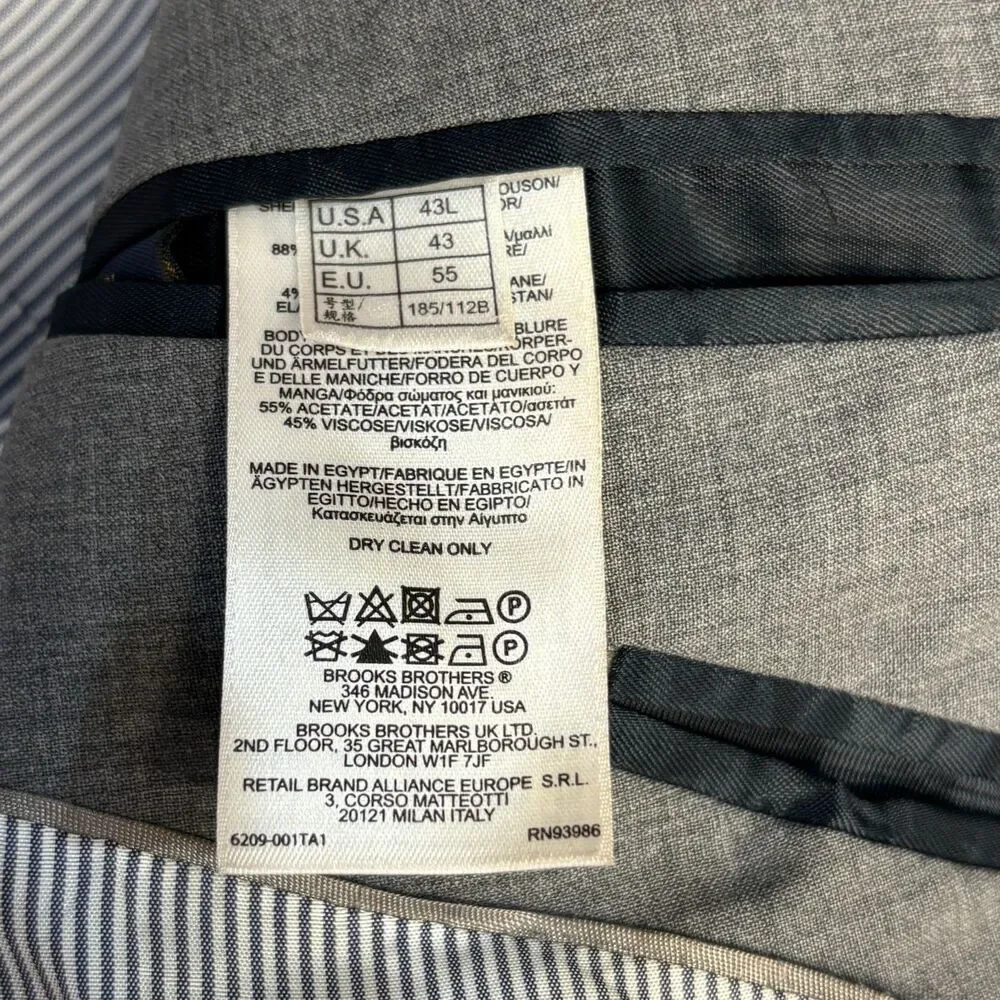 Brook Brothers Explorer Fitzgerald Fit Blazer Jacket Size 43L Wool Blend C085 27